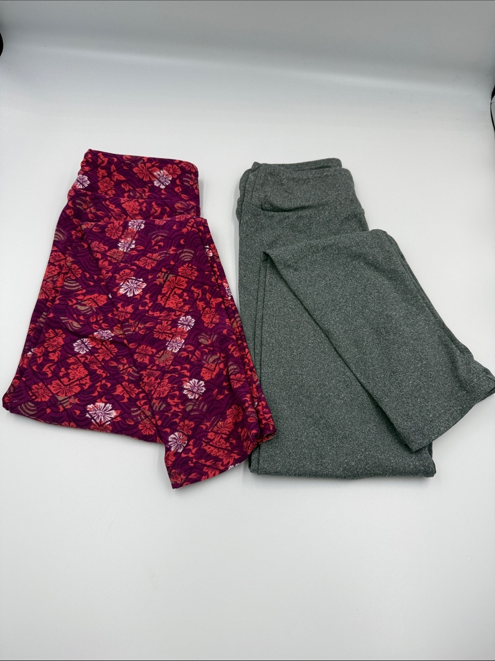 LuLaRoe Kids Leggings - Purple Floral & Gray